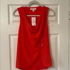 NWT Michael Kors Red Draped Tank Top Blouse Size Small